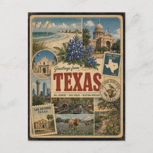 Texas Autentisk Vintagestil Vykort