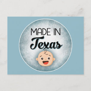 Texas Baby Funny Blue New Boy-vykort Vykort