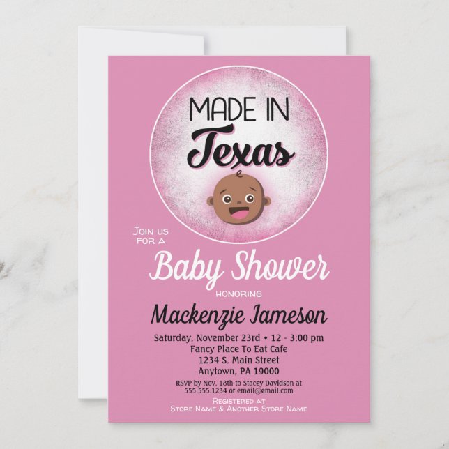 Texas Baby Shower African American Black Baby Inbjudningar (Framsida)