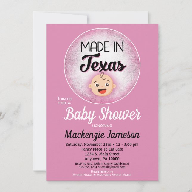 Texas Baby Shower Funny Rosa Girls-inbjudan Inbjudningar (Framsida)