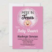 Texas Baby Shower Funny Rosa Girls-inbjudan