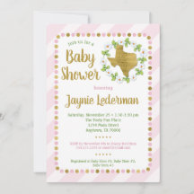 Texas Baby Shower-inbjudan till Rosa Guld Girls