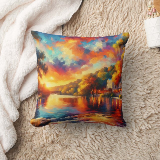 "Texas Backe Land: River Sunset" Kudde (Filt)