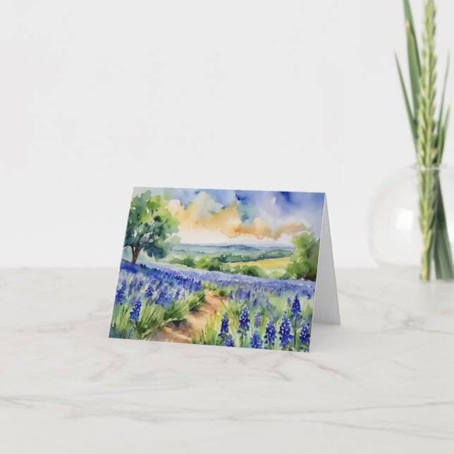 Texas Backe Land Watercolor Kort (Framsida)