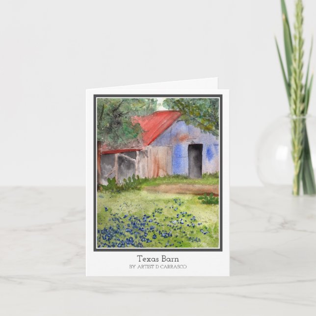 Texas Barn Watercolor Birthday Kort (Framsida)
