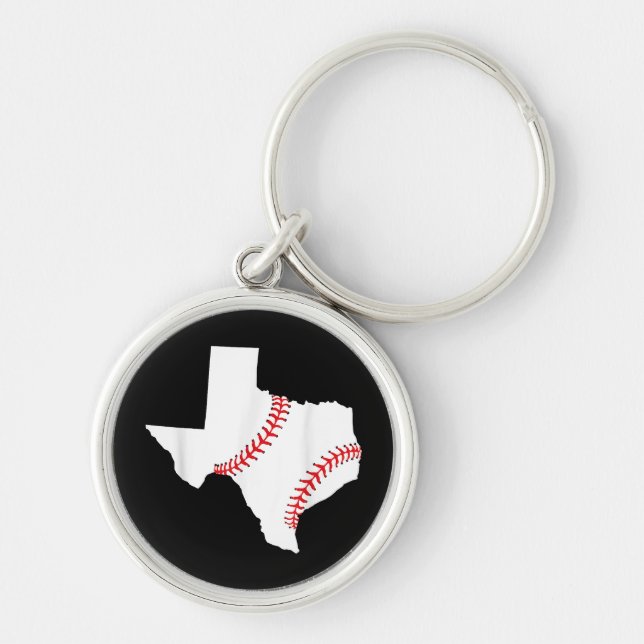 Texas Baseboll State rolig Texas Baseboll  Rund Silverfärgad Nyckelring (Framsidan)