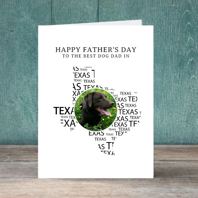 Texas Bästa Hundpappa Foto Fars Dag Helgkort (Edit text as required to personalize the message inside, or the front of card)