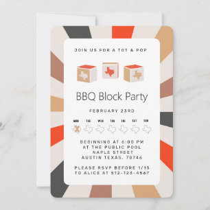 Texas BBQ Block Party för Tots & Pops-inbjudan Inbjudningar