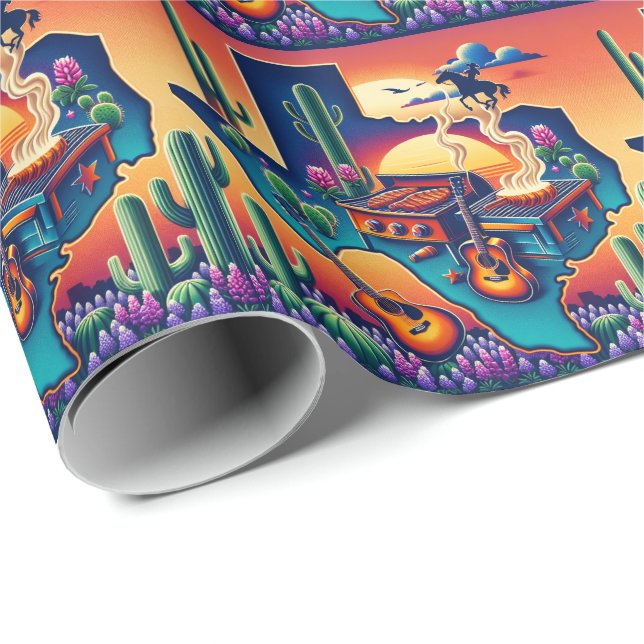 Texas BBQ Party 2 Presentpapper (Rullad Hörn)