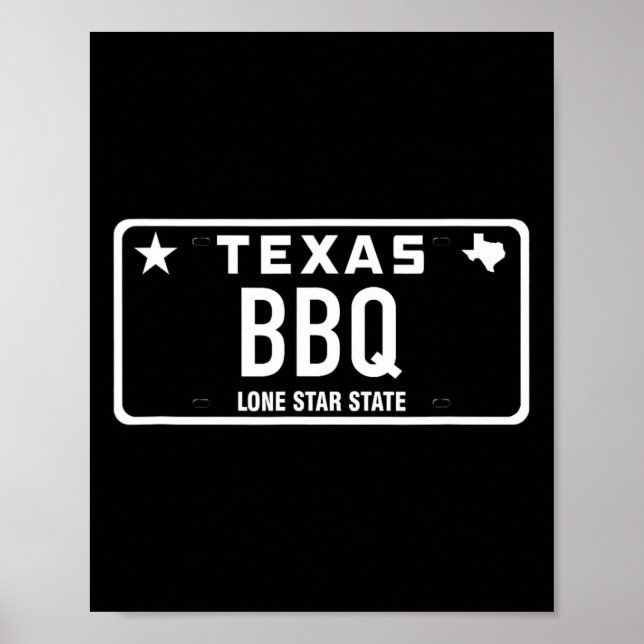 Texas Bbq Registreringsskylt Mat Kött Tx Austin Pr Poster (Framsidan)