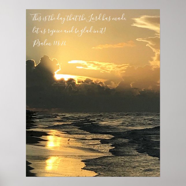 Texas Beach Sunrise, Scripture Verse, Psalm 118:24 Poster (Framsidan)