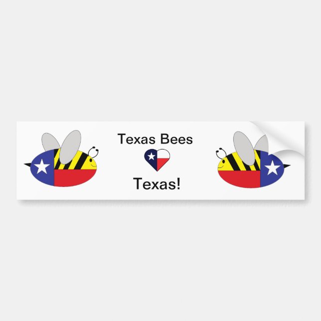 Texas Bee Bumper Sticker Bildekal (Framsidan)