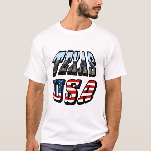 Texas Bild och Flagga Text T-shirt (Framsida)