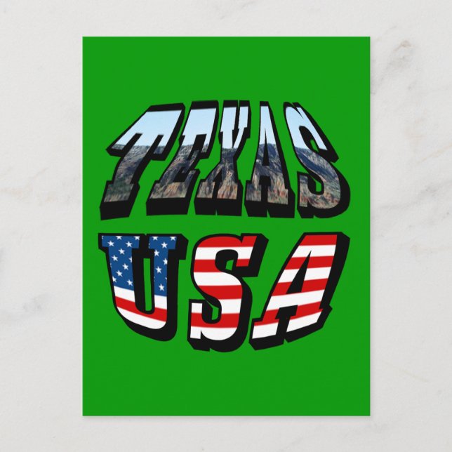 Texas Bild och Flagga Text Vykort (Framsida)