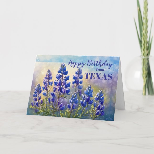 Texas Birthday med Bluebonnets Painting Kort (Framsida)