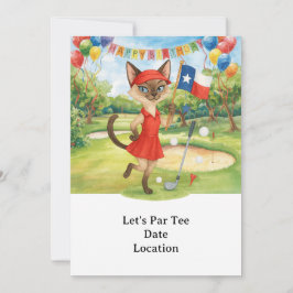 Texas Birthday Théed for GOLFER Cat Lovers Inbjudningar