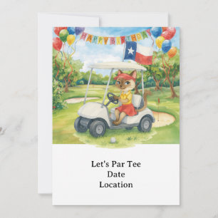 Texas Birthday Théed for GOLFER Cat Lovers Inbjudningar