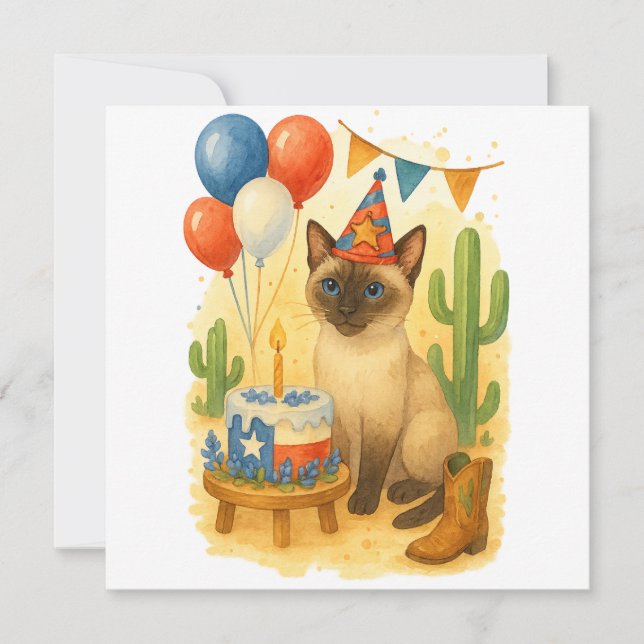 Texas Birthday Themed for Cat Lovers  Julkort (Framsida)