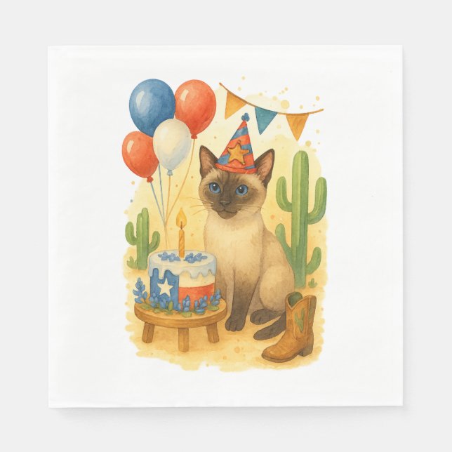 Texas Birthday Themed for Cat Lovers  Pappersservett (Framsidan)