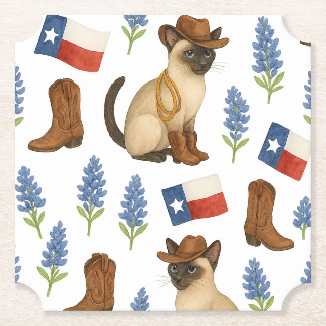 Texas Birthday Themed for Cat Lovers  Underlägg Papper (Framsida)