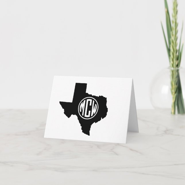 Texas Black White Preppy Circle Monogram DIY BG Tack Kort (Framsida)