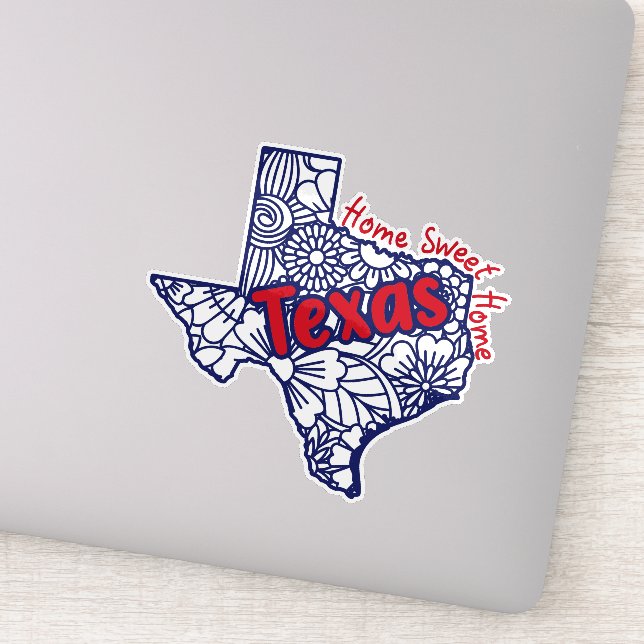 Texas Blommigt Doodles Vinyl Decal Klistermärken (Detalj)