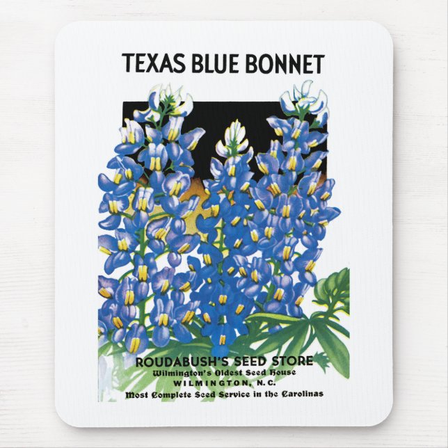 Texas Blue Bonnet Seed Packet Label Musmatta (Framsidan)