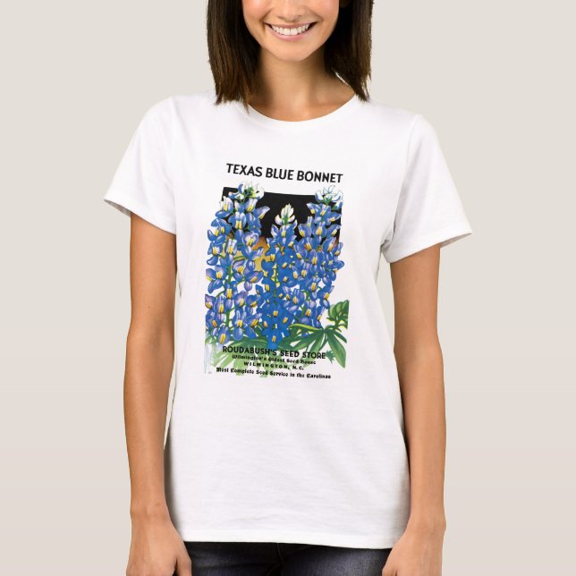 Texas Blue Bonnet Seed Packet Label T-shirt (Framsida)