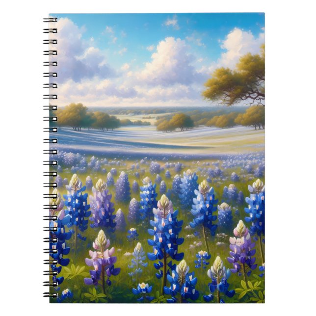 Texas Bluebonnet Ängslandskap Anteckningsbok (Framsidan)