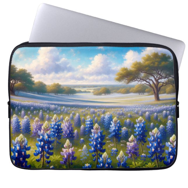 Texas Bluebonnet Ängslandskap Laptop Fodral (Framsidan)