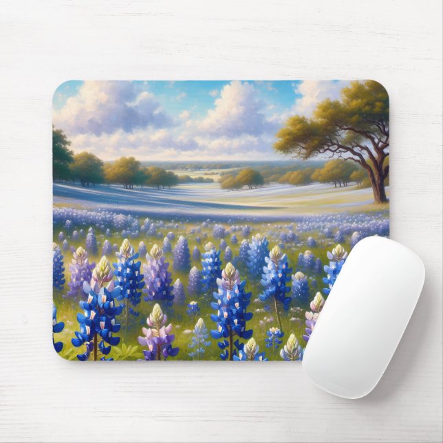Texas Bluebonnet Ängslandskap Musmatta (Med mus)