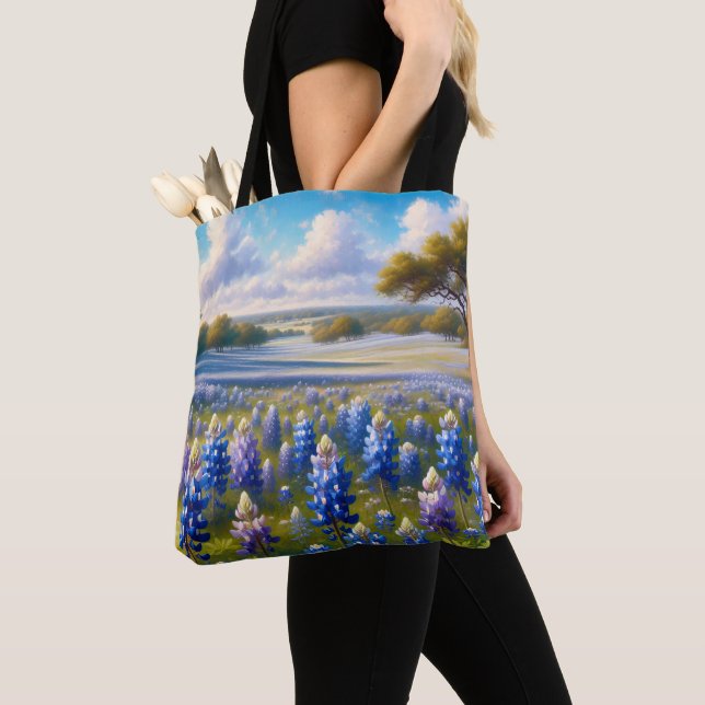 Texas Bluebonnet Ängslandskap Tygkasse (Närbild)