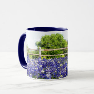 Texas Bluebonnet Flower Art Land Fence Mugg