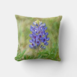 Texas Bluebonnet Flower Blue Grönt Art Pillow Kudde