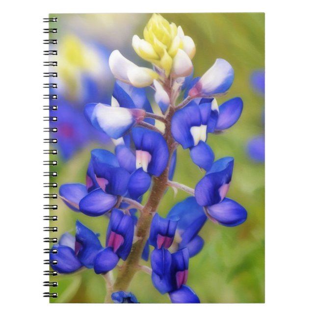 Texas Bluebonnet Flower Close Journal Anteckningsbok (Framsidan)