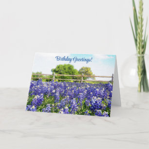 Texas Bluebonnet Flowers Birthday Greeting Card Kort
