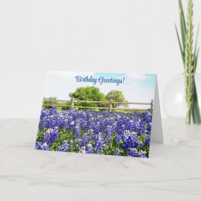 Texas Bluebonnet Flowers Birthday Greeting Card Kort (Framsida)