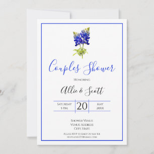 Texas Bluebonnet Flowers, Modern Bröllop, Par Inbjudningar