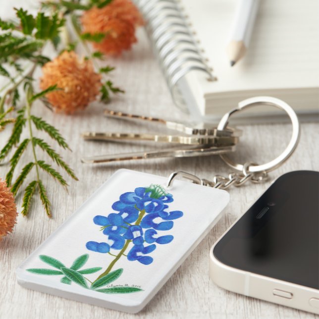 Texas Bluebonnet Inspirational Keychain (Högra Framsidan)
