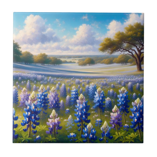 Texas Bluebonnet Meadow Landscape Kakelplatta (Framsidan)