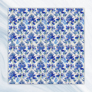 Texas Bluebonnet Mönster, Blue Blommigt Repeat Kakelplatta