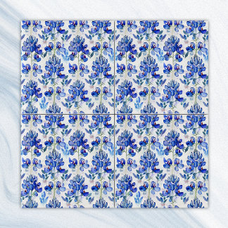 Texas Bluebonnet Mönster, Blue Blommigt Repeat Kakelplatta