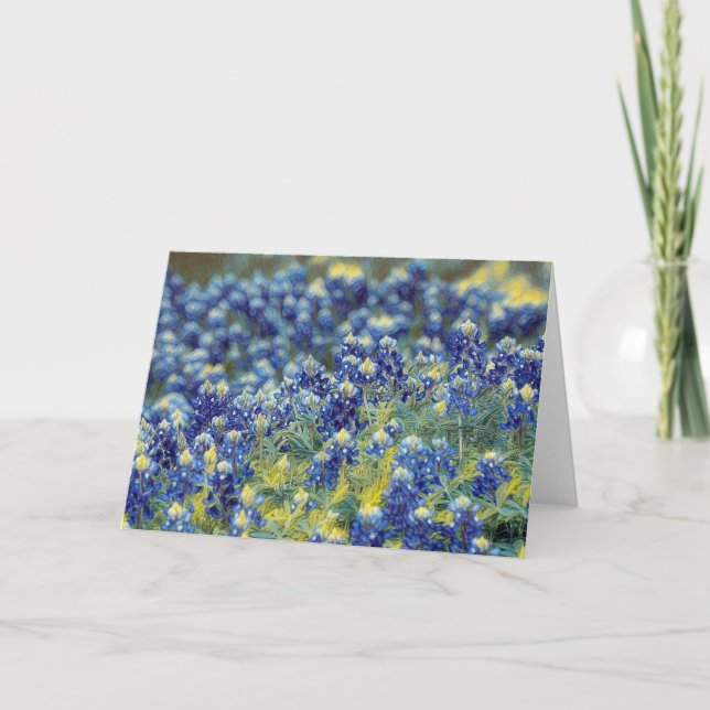 Texas Bluebonnet Mound Impressionist Art Card Kort (Framsida)