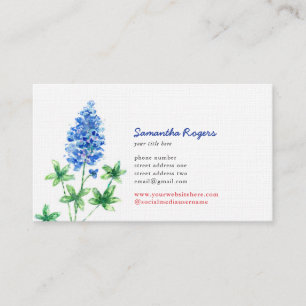 Texas Bluebonnet och Flagga Watercolor Visitkort
