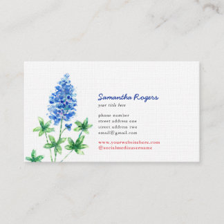 Texas Bluebonnet och Flagga Watercolor Visitkort
