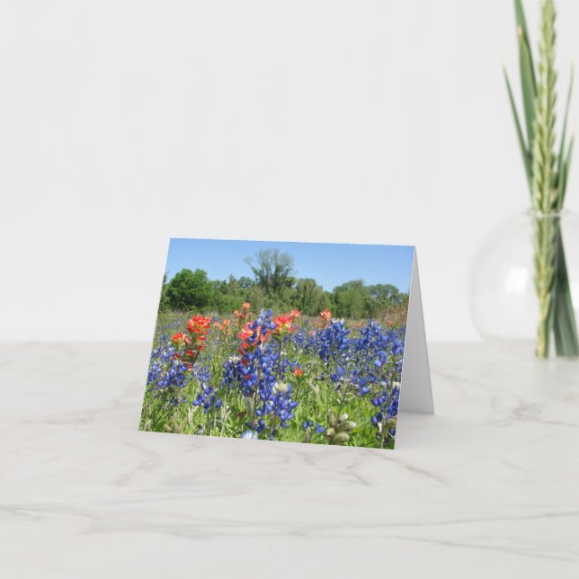 Texas Bluebonnet & Paintbrush Notecard Kort (Framsida)