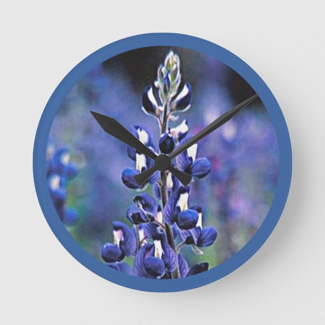 Texas Bluebonnet Rund Klocka (Framsida)