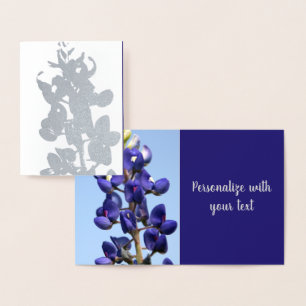 Texas Bluebonnet Silver Foil-kort Folierat Kort