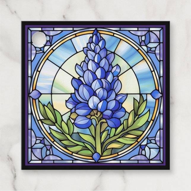 Texas Bluebonnet Stached Glass Gåvor Etiketter (Framsida)