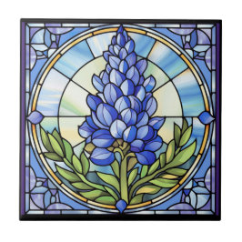 Texas Bluebonnet Stached Glass Kakelplatta